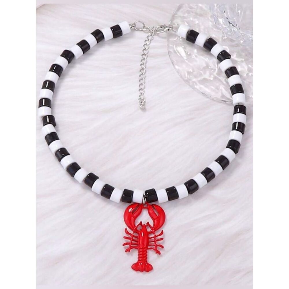 Black & White Red Lobster necklace A1920 - Picture 2 of 3